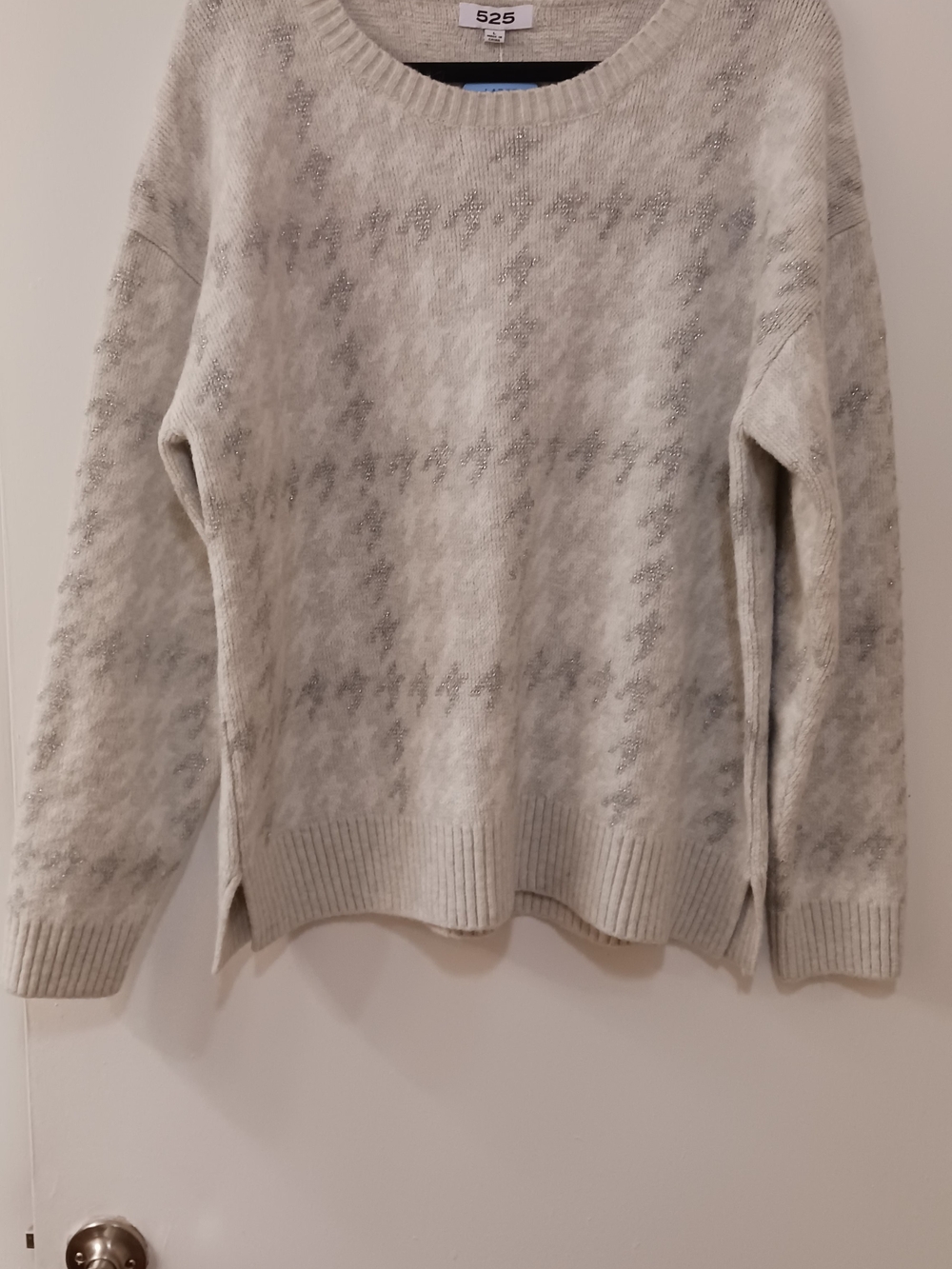 525 America Light Gray Houndstooth Crewneck Sweater